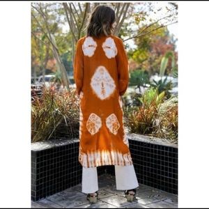 Rust Tie Dye Kimono Duster Boho
